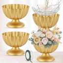 4 Pcs Large 9 Inch Compote Vase for Centerpiece Flower Holder Metal Compote Bowl Indoor Outdoor Flowers Fruits Plant for Wedding Party Decoration Christmas Home (Bright Gold)