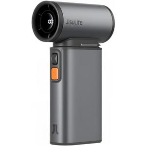 JISULIFE Portable Handheld Turbo Fan, 100 Speeds Adjustable Mini Personal Fan, 9000mAh USB Rechargeable Battery Operated, LED Display, Metal Shell with Accessories Gifts for Men Women Travel- Grey