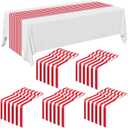 6 Pieces Striped Table Runner Red White Wedding Polyester Carnival Table Decor Circus Design Tablecloth Elegant Decor Indoor Events Family Farmhouse Dinner Banquet Parties Celebrations(12 x 108 Inch)