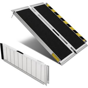 Portable Wheelchair ramp 4FT,Non-Slip Aluminum Threshold ramps for Home Steps,Folding Handicap Ramp,ramps for Home,doorways,Stairs,Weight Capacity up to 800LBS 4FT (Usable Height 4-12 inch)