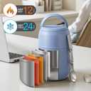17 oz Insulated Lunch Containers Hot Food Jar, Wide Mouth Lunch Thermo for Hot Food Kids Adults, Vacuum Stainless Steel Thermo Lunch Box With Handle Folding Spoon for School, Office(Grayish Blue)
