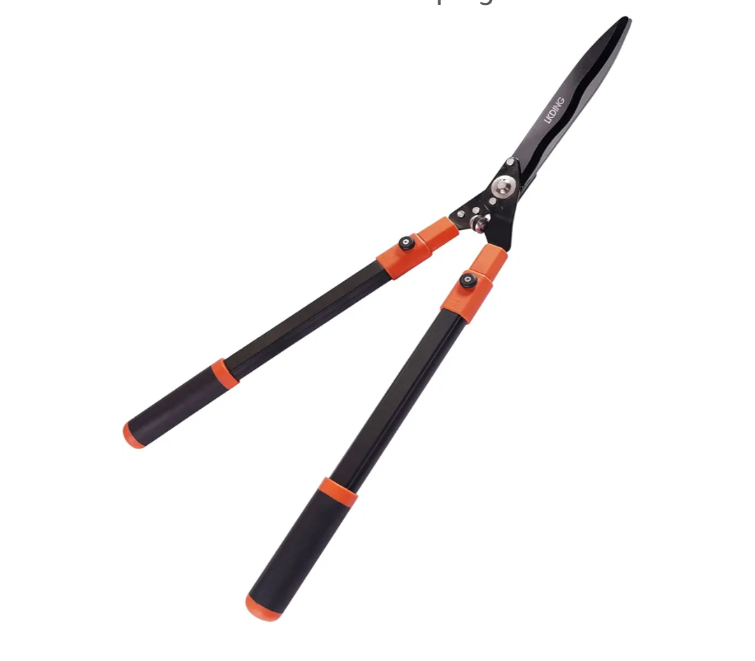 Hedge Shears Heavy Duty 32.5"-43" Extendable Handle Professional Garden Clippers Pruning Scissors Trimmer Yard Landscaping Tool, Black / Orange 