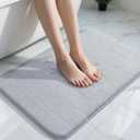 Yimobra Memory Foam Bath Mat, Super Soft Absorbent Bathroom Rug Non Slip 31.5x20 Inch, Quick Dry, Machine Washable Floor Carpet for Tub Shower, Home Decor Accessories, Silver