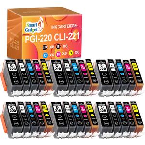 Smart Gadget Compatible Ink Cartridge Replacement for Canon PGI220 PGI-220 CLI221 CLI-221 to use with MX870 MX860 MP620 MP560 MP980 (6 Large Black,6 Small Black,6 Cyan,6 Magenta,6 Yellow) 30 Pack