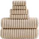 Robmic 40x80 Inches Bath Sheets Towels for Adults Luxury Microfiber Extra Large Bath Towels for Bathroom Super Soft Absorbent Quick Dry with Hanging Loop (Beige,3PCS)
