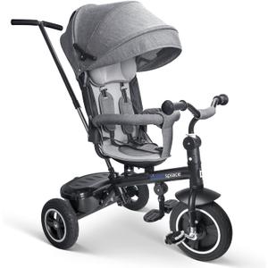 Pink Tricycle for Toddlers Girls 1-3, Baby Tricycle with Push Handle, 5 Point Harness and Canopy. Toddler Trike for Kids Age 2-4 3-5 3-6