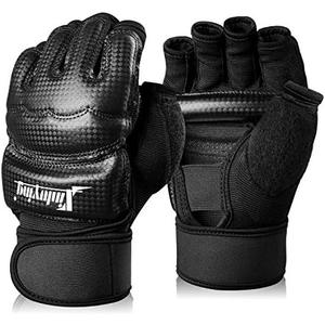 Xinluying Punch Bag Boxing Martial Arts MMA Sparring Grappling Muay Thai Taekwondo Training PU Leather Wrist Wraps Gloves, M