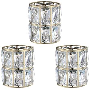 3 Pack Crystal Shade Replacement, Ceiling Fan Light Drum Lampshades Champagne Finish for Chandelier Vanity Lights Wall Sconces Pendant Light, 1.66" Fitter Size 5" high*4.6" Diameter