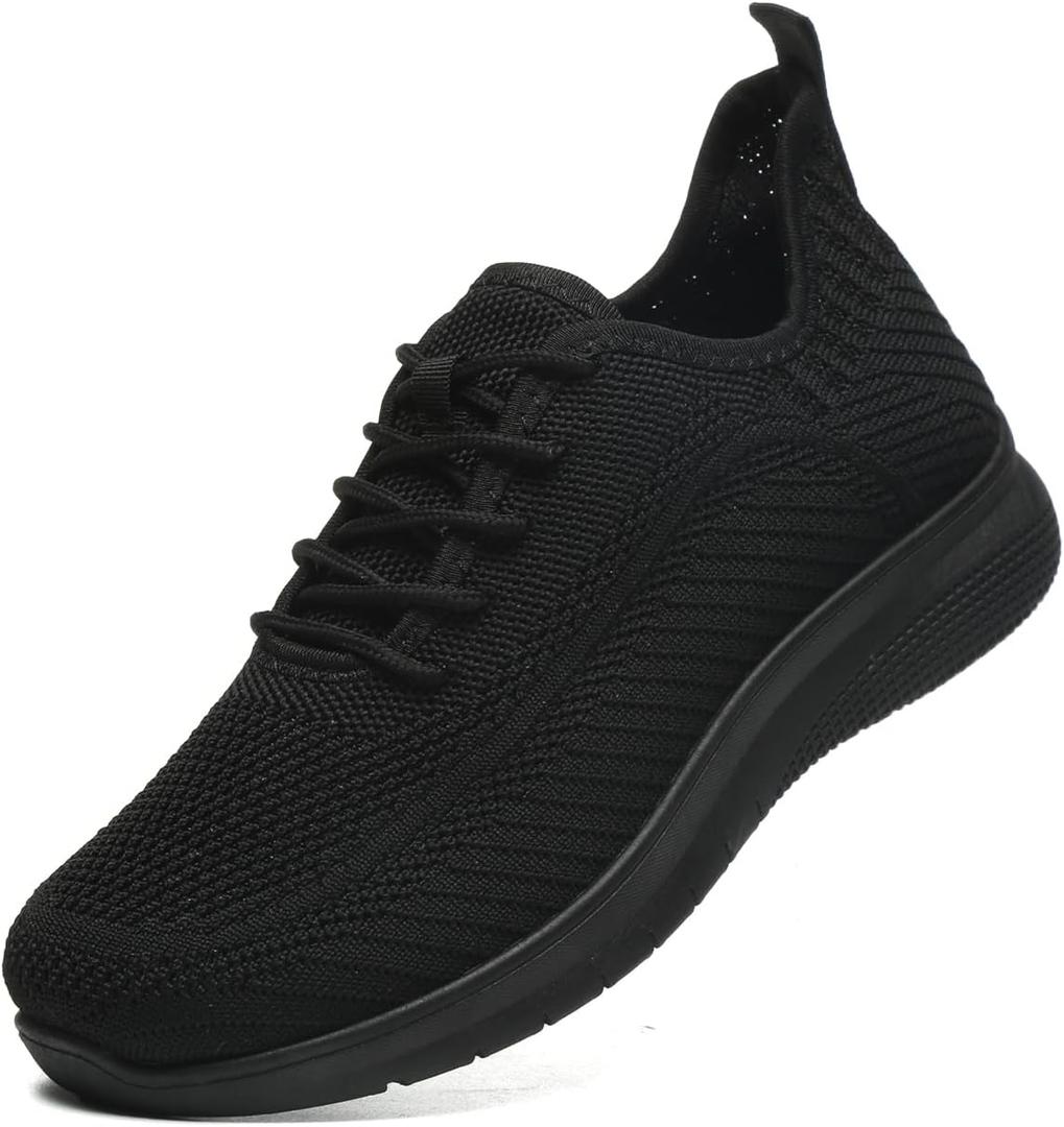 Sneakers for Women Walking Shoes Casual Lightweight Breathable Tennis Shoes Non Slip Work Shopping Travel (9, Black/Tongue)