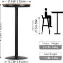 Industrial Bar Height Table – 22" Round Wood Top, 42" High Metal Frame, Black, Round, 22-inch diameter, 42-inch height