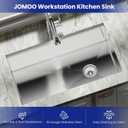 JOMOO 32Inch Brushed Stainless Steel Workstation Sink, 10 Deep Single Bowl Undermount Kitchen Sink Set with Accessories, 32x19 Inch