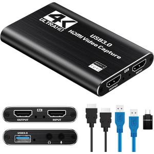 Papeaso HDMI Capture Card, 1080P 60FPS USB 3.0 Video Capture Device for Streaming, Compatible with Switch, PS5, PS4, Xbox, Camera, PC