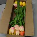 24 Pcs Artificial Tulips Flowers Mixcolor Real Touch Fake Tulips Fake Flowers for Mother's Day 13.5" Faux Tulips Faux Flowers Bulk Artificial Tulips Flowers for Vase Centerpieces Home Wedding Bouquet, Mixcolor Style10 #24