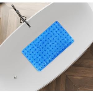 2 x Splash Home Order Bathtub Mat Non-Slip, Shower Mat with 112 Suction Cups and Drain Holes Bath Mat for Tub, 27 L x 14 W Inches, Machine Washable, PVC - Blue