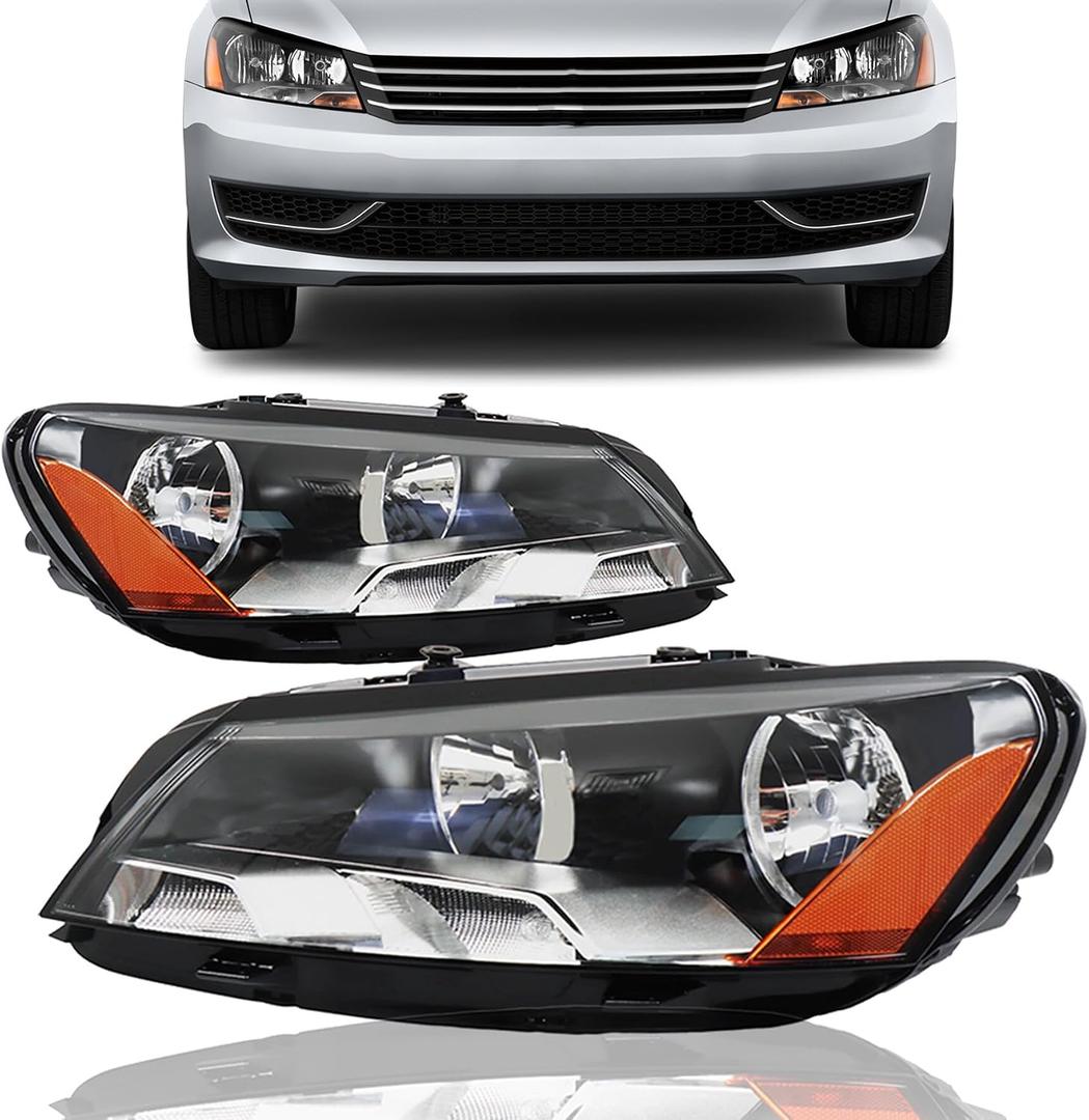 munirater 1 Pair Headlights Replacement for Pa-ssat 2012 2013 2014 2015 Headlamp Assembly Halogen Driver & Passenger Side 561941005D | 561941006D |