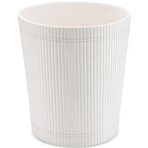 GORESE Pu Leather Trash Can, 2.6 Gallon Wastebasket, Small Wastepaper Basket for Office, Bedroom, Living Room, Round Trash Bin Home Decor, Cream White