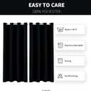 Water Proof Outside Curtains with Grommet Top for Porch, W52 x L120 Thermal Insulated Washable Light Block Outdoor Divider Drapes for Patio Gazebo Deck Pool Area Pergola Cabana (Black, 2 Panels)