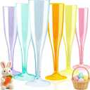 WDF 36 Pack Colorful Plastic Champagne Flutes - 7OZ Colorful Champagne Flutes Plastic Party Supplies, Pink, Yellow, Green, Blue, Purple, Orange Champagne Glasses 6 Pieces Each for Party/Wedding/Easter