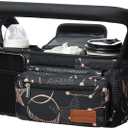 Momcozy Universal Baby Stroller Organizer, 2 Insulated Cup Holder, Detachable Zippered Pocket, Adjustable Shoulder Strap, Large capacity for baby essentials, Compact Design Fits Any Strollers (Starry)