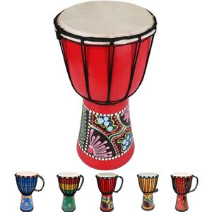 MUINS Djembe drum,6'' x 12'' African Hand Drum Carved Mahogany African Drums with Goatskin Drumhead for Kids and Adults Beginners (Red, 6 inch)