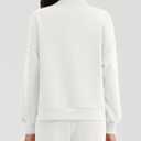 Amoretu Womens Mock Cowl Neck Sweatshirt Lightweight Loose Fit Drop Shoulder Pullover Tops (White, M)