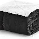 MOONLIGHT20015 Sherpa Throw Blanket - (Black, 45X40 Inches) Soft and Warm Blankets for Winter Thick, Fluffy and Plush Blanket for Bed, Sofa, Camping and Travel