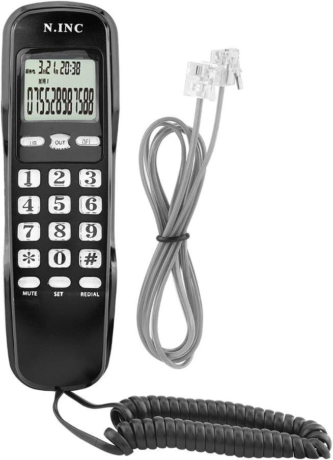 Landline Phone, Corded Phone for Home, Mini Wall Telephone with Caller ID, Vintage House Phone with LCD Display, Incoming Memories/Memories Checking/Call Back Function (Black)
