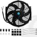 10" inch Slim Fan Push Pull Electric Radiator Cooling Fans 12V Mount Kit Unversal Black