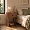 Modern Night Stand Mid Century Walnut Bedside End Table for Bedroom