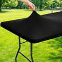 Moosfor Spandex Rectangle Table Cloth, Elastic Fitted Tablecloths for Picnic, Stretch Washable Patio Table Cover for Outdoor, Camping, Banquet and Parties (Black, 20"x30")