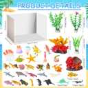 Simgoing Ocean Diorama Kit Habitat Project Supplies Under The Sea Animals Figures Small Shark Fish Figures Artificial Coral Seagrass with Gift Box for Gifts Birthday Party Decorations