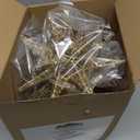 JOIEDOMI 7.8" Metal 3D Star Christmas Tree Topper Golden Glitter Decorations with 56 LED Warm White with Plug Timer Ornaments Treetop Home Holiday Party Indoor Decor