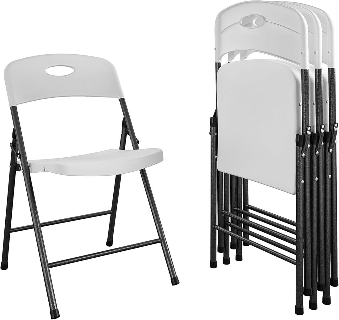 COSCO Solid Resin Folding Chair, 4Pack, White