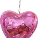 6 Inch Pink Heart Shaped Disco Balls for Party, Handmade Gifts Mirror Ball for Decor, Room, Weeding, Garden, Mirror Retro Reflective Disco Ball, Christmas Decor Ornaments