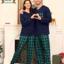 SWOMOG Couple Matching Pajamas Plaid Long Sleeve Christmas Pjs for Men and Women Soft Warm Loungewear with Pocket (XXL)
