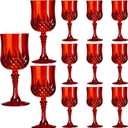 XKXKKE 12 Pcs Red Plastic Wine Glasses, Plastic Water Goblets for Parties, Stemmed Drinking Glasses for Wedding Reception, Grand Event Party Bar Supplies Reusable Drinking Cups
