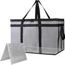 Bodaon Cooler Insulated Food Delivery Bag with Hard Bottom for Rideshare Bag, XXX-Large Thermal Bags for Catering/Hot Pizza, Travel/Camping/Picnic Basket，Grocery Reusable Warmer and Frozen, Gray