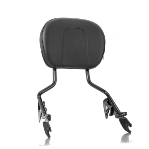 MT501-005-03-P- Motorcycle Gloss Black Heavy Metal Sissy Bar Backrest Pad Mount Kit w/Flat Plate Compatible with 2009-2017 H-D Touring
