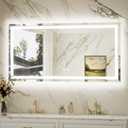 Keonjinn Beveled Lighted Bathroom Mirror 48 x 24 Inch, Frontlit & Backlit Vanity Mirror with 3 Color Lights, Beveled LED Bathroom Mirror with Anti-Fog, HD Tempered Glass, UL-Listed LED Driver, CRI90+