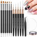 Artdone Nail Striping Tape Lines Kit With Nail Art Pens Dotting Tools And Liner Brushes For Gel Polish Small Detail Drawing Design Paint