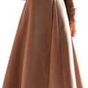 IDEALSANXUN Womens Long Wool Coat Fall Winter Double Breasted Trench Coat Peacoat Jackets (Medium, Dark Khaki)