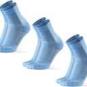 DANISH ENDURANCE Cushioned Running Socks for Long Distances, Quarter Length, Anti-Blister for Men & Women, 3 and 5 Pack (Medium, Light Blue)
