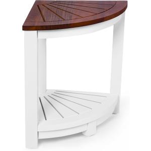 Corner Shower Bench - 16.5" H x 12.8" L - Non-Slip & Waterproof Wooden Shower Bench - Adjustable Feet Shower Seat - Shower Stool for Shaving Legs or Use as Shower Caddy