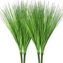 Beebel Artificial Plants 17" Artificial Onion Grass Bushes UV Resistant Plants Faux Shrubs Fake Wheat Grass Greenery Topiaries for Bathroom Home Office House Decorations (4 Pcs/Green)