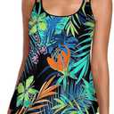Urchics Womens 2025 Tankini Swimsuits Tummy Control Flowy Swimwear Two Piece Bathing Suits Swim Tank Top with Boyshorts (Medium, Tropical Green)