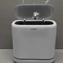 Bathroom Trash Can with Lid, Vacuum Adsorption Small Garbage Can 3.2 Gallon Press Top Lid Trash Bin with Legs Waterproof Waste Basket for Bathroom Bedroom Office Home RV (White)