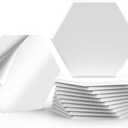 JISUO 12 Pack Self-Adhesive Acoustic Wall Panels, 12" x 10.4" x 0.4" High-Density Sound Proof Foam Panels for Walls, Hexagon Acoustic Tiles for Home Office Recording Studio Gaming Room, White