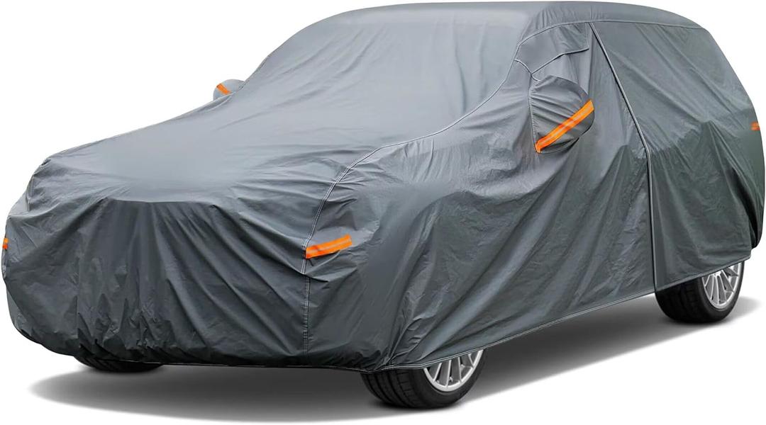 GUNHYI 16 Layers Heavy Duty SUV Car Cover Waterproof All Weather, Universal Fit Ford Explorer, Toyota Highlander, Kia Telluride, Hyundai Palisade, Honda Pilot, Dodge Durango, GMC Acadia etc. (2 Fit SUV Jeep Length 191-201 inch)