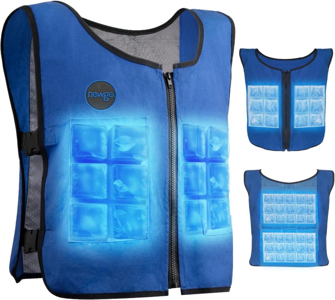 NEWGO Cooling Vest for Men& Women,Adjustable& Lightweight ice Jacket, 4 PCS Ice Packs, Ice Shirt for Motorcyle, Fishing, Cycling, Outdoor Working