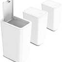 N. NETDOT 3 Pack 10L / 2.6 Gallon Small Trash Can with Lid, Bathroom Garbage Can with Pop-Up Lid, Waste Basket for Bathroom, Kitchen, Bedroom, Powder Room, Craft Room, Office, College (Off White)